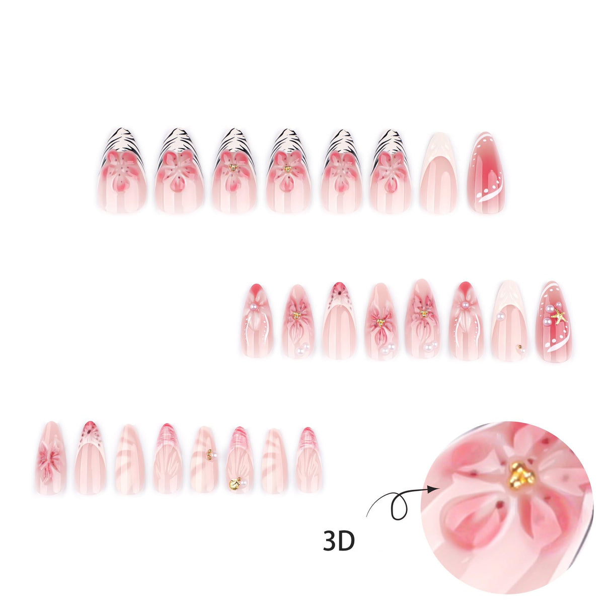 CTTHNBD Almond Press on Nails application process with jelly glue
