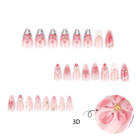 CTTHNBD Almond Press on Nails application process with jelly glue