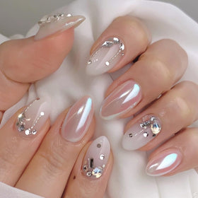 CTTHNBD almond press on nails ombre white front view