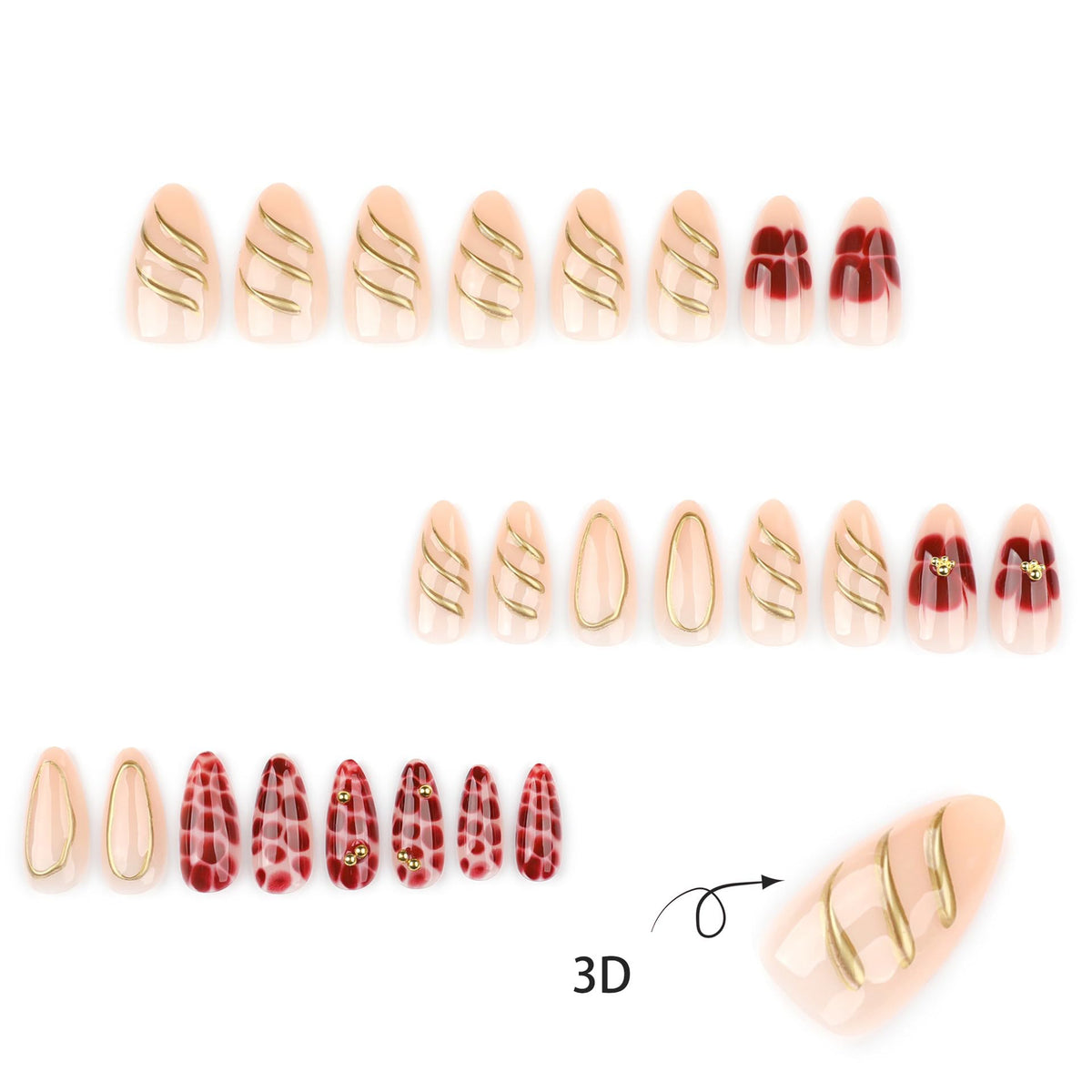CTTHNBD Almond Press on Nails on a hand model