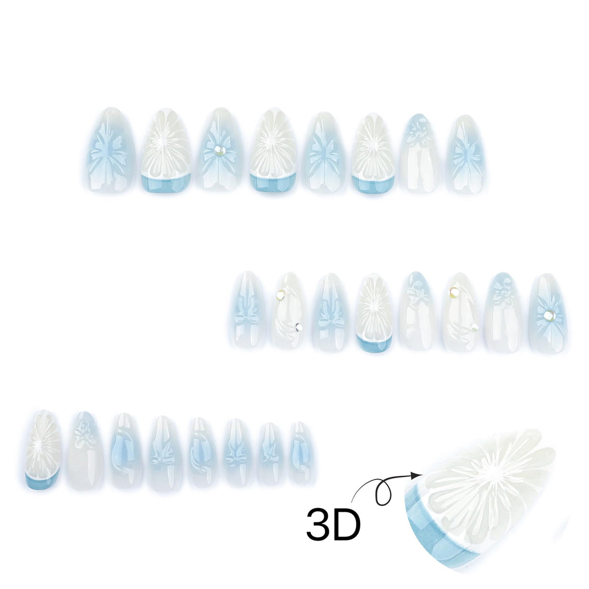 CTTHNBD Almond Press On Nails packaging with included accessories