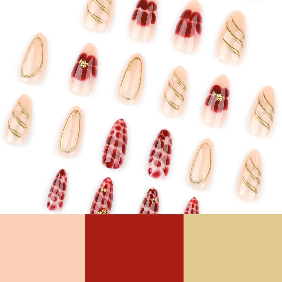 CTTHNBD Almond Press on Nails with nail file and glue stickers