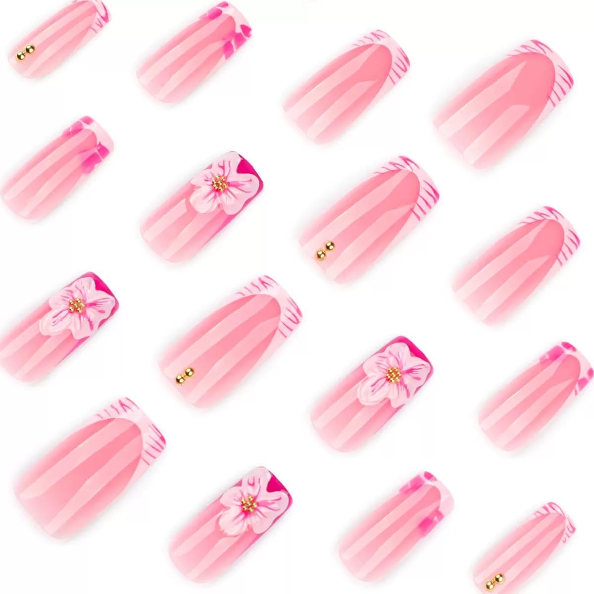CTTHNBD French tip press on nails package with nail file and glue stickers