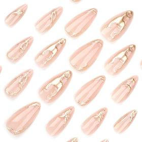 CTTHNBD Gold Press On Almond False Nails packaging with included accessories