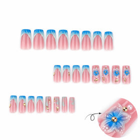 CTTHNBD Medium Press on Nails application process with wooden stick