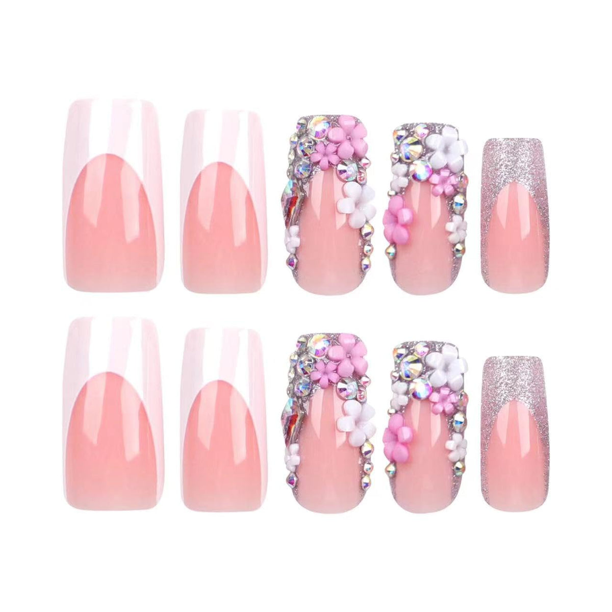 CTTHNBD Medium Press on Nails displayed with nail file and glue stickers