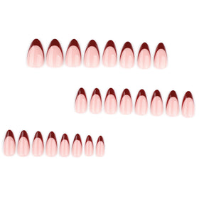 CTTHNBD Press on Nails Almond Medium Wine Red French Tip packaging