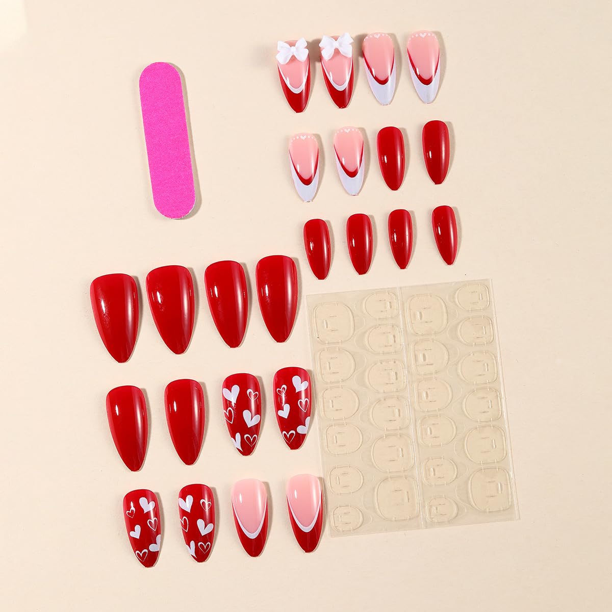 CTTHNBD Press on Nails Red side view showing French tip