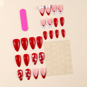 CTTHNBD Press on Nails Red side view showing French tip