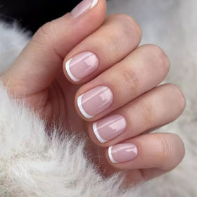 CTTHNBD Press on Nails Short White French Tip front view