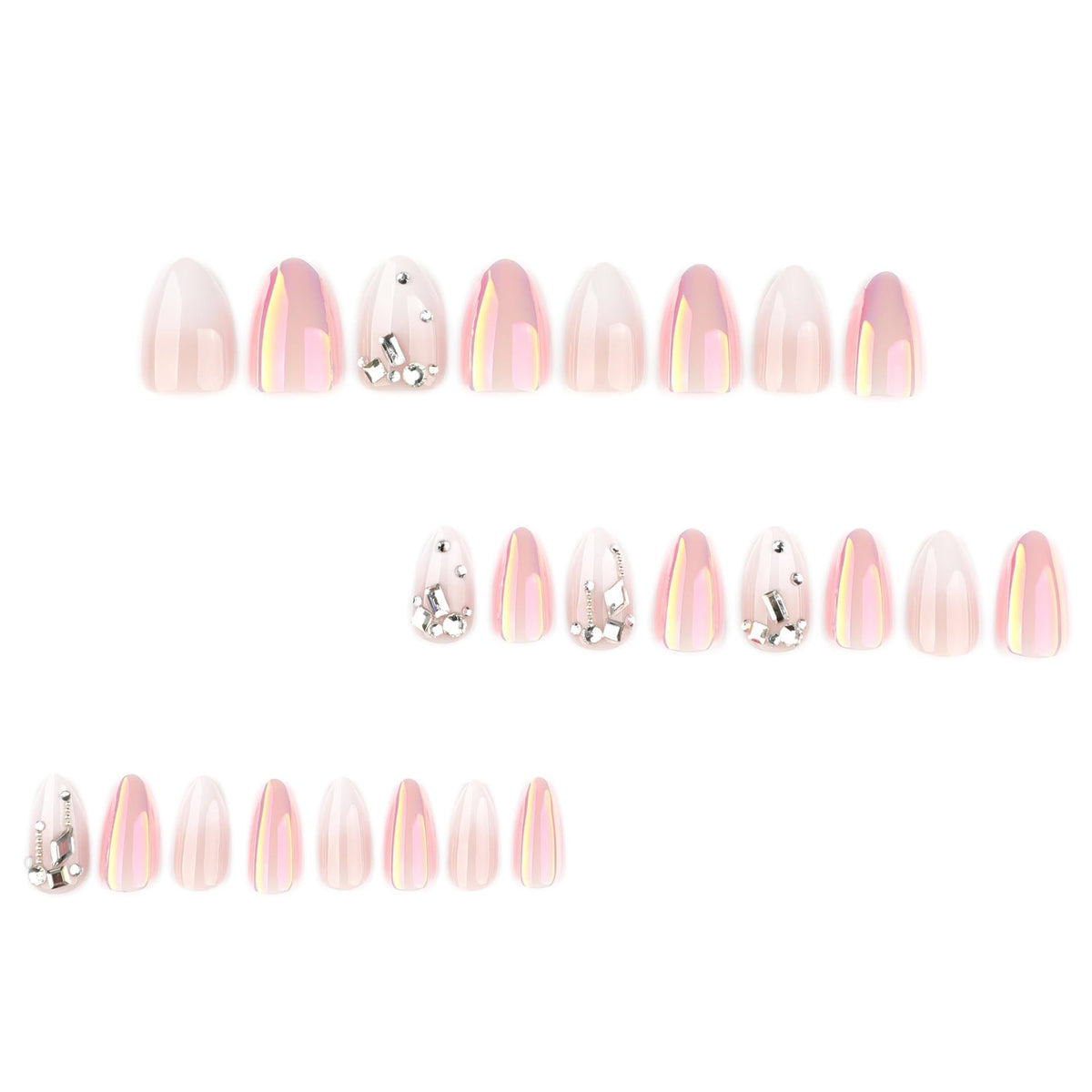 CTTHNBD press on nails with rhinestone design close-up