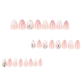 CTTHNBD press on nails with rhinestone design close-up