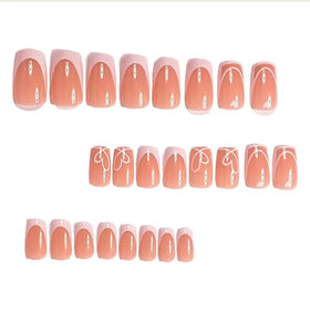 CTTHNBD Square Press on Nails Medium with heart stripes design