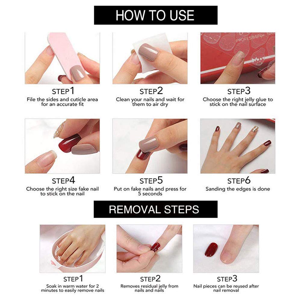 CTTHNBD Square Press on Nails packaging with product details