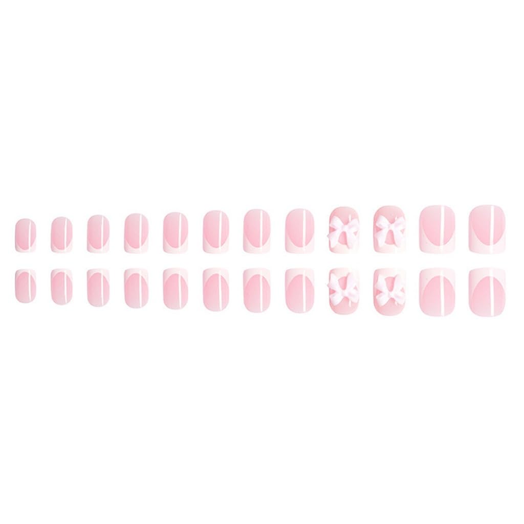 CTTHNBD White French Tip Press on Nails Medium close-up showing square shape