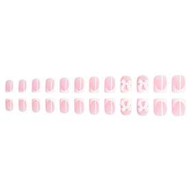 CTTHNBD White French Tip Press on Nails Medium close-up showing square shape