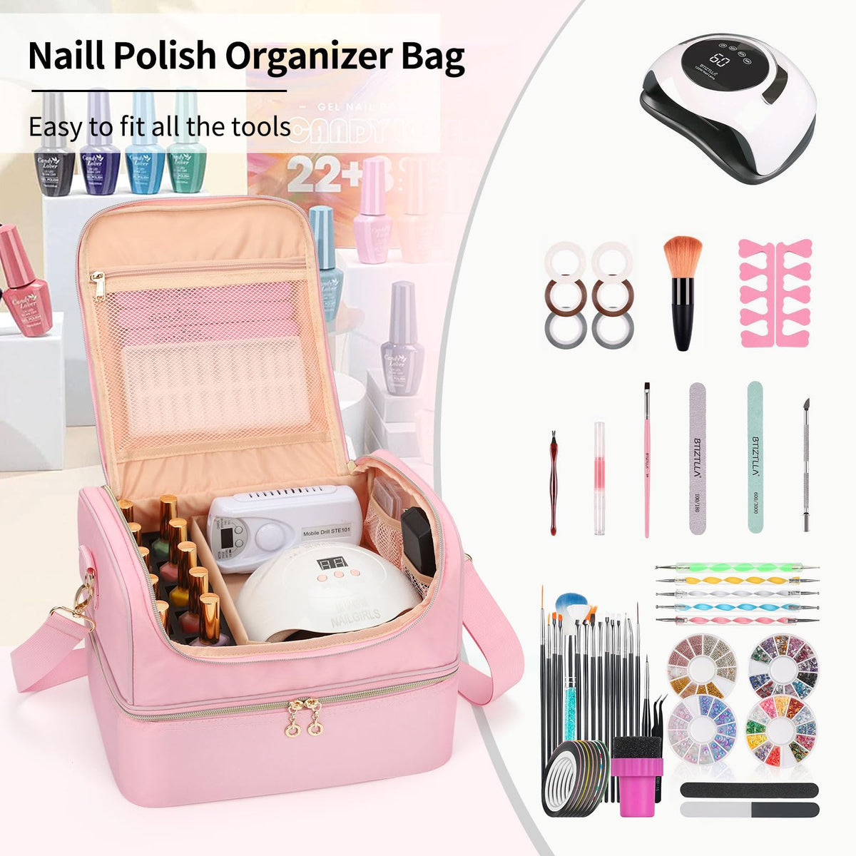 CUBETASTIC Nail Polish Organizer Case in various colour options
