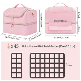 CUBETASTIC Nail Polish Organizer Case open showing 45 slots