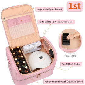 CUBETASTIC Nail Polish Organizer Case with nail lamp and tools