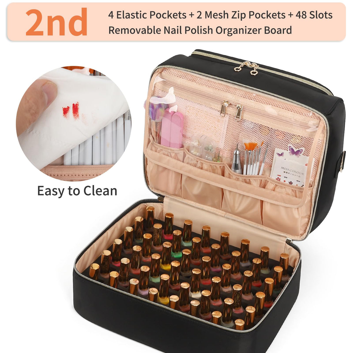 CUBETASTIC Nail Polish Organizer opened showing double layer design