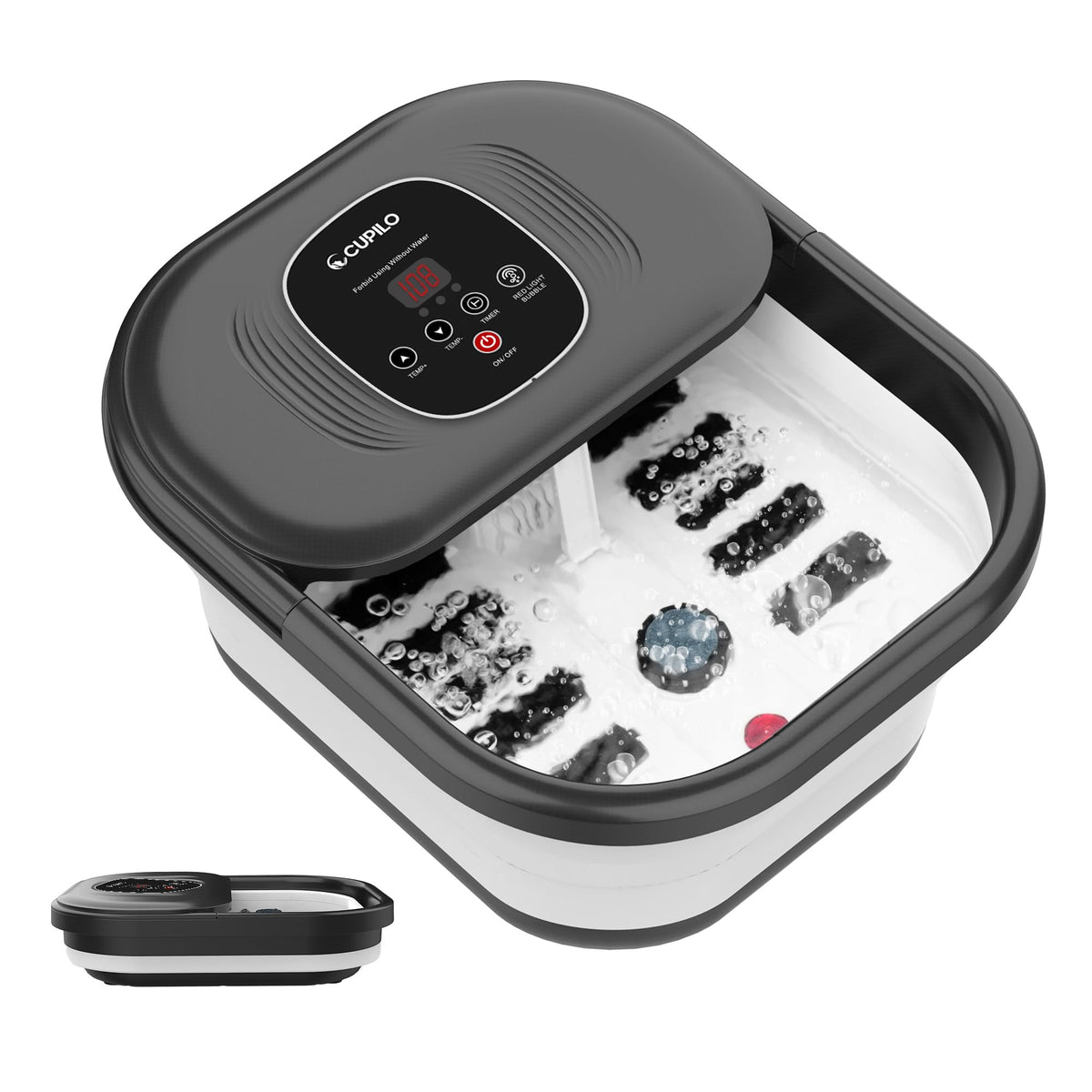 CuPiLo Foot Spa Bath Massager front view with heat control