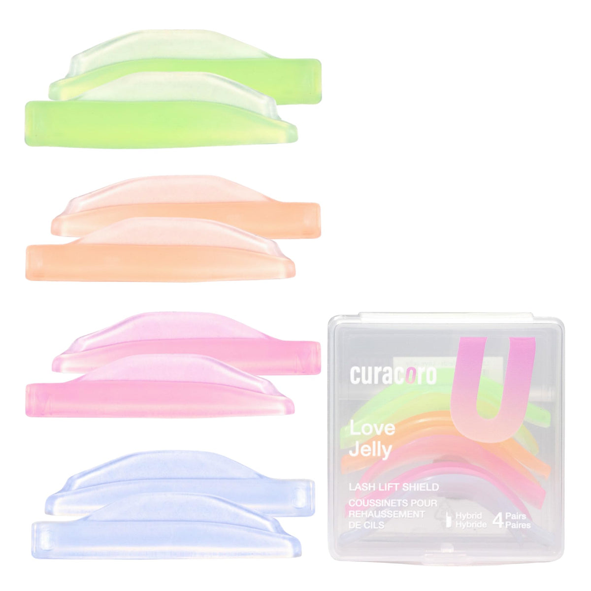 CURACORO Lash Lift Shields set with 8 silicone rods in various sizes