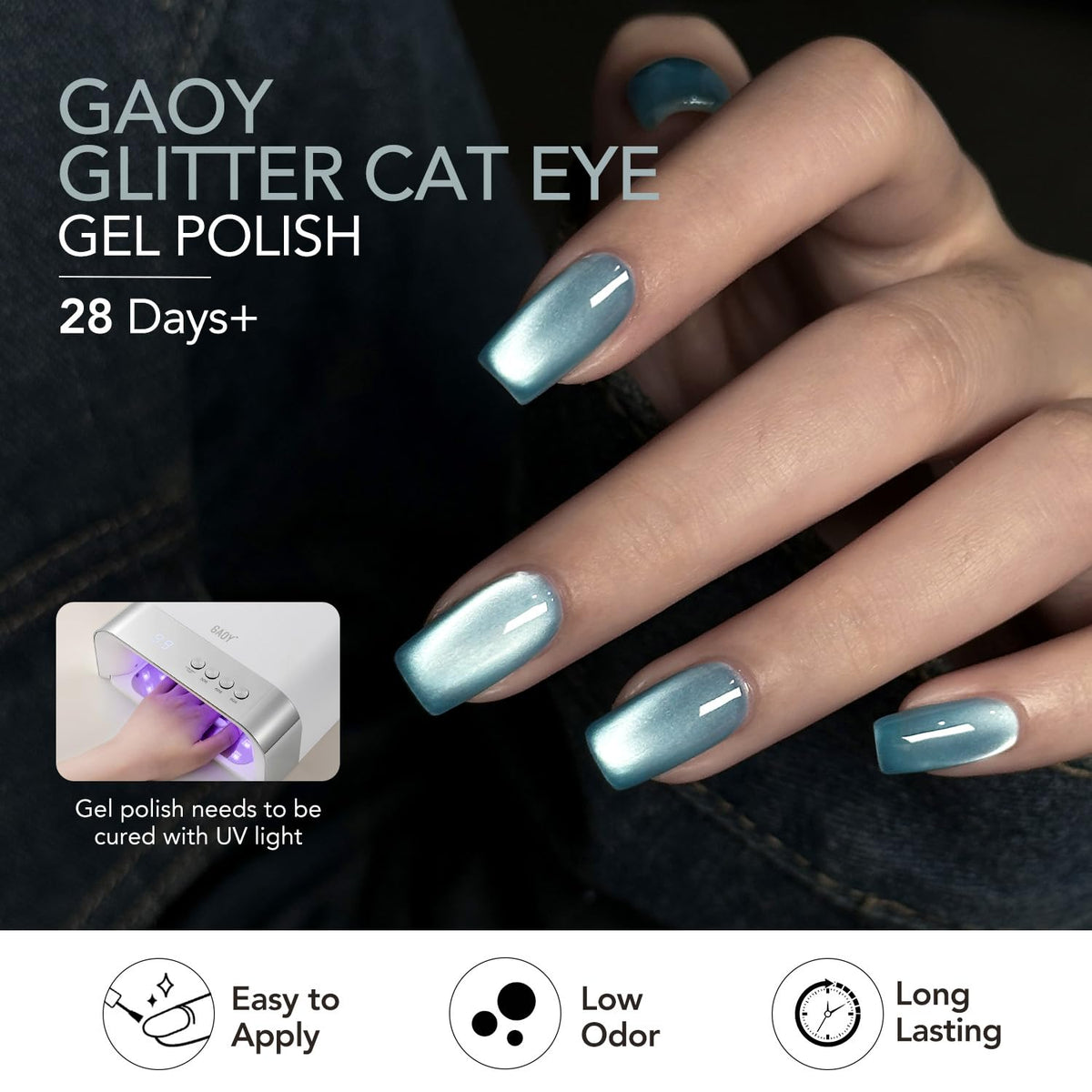 Curing GAOY Gel Polish under UV LED lamp