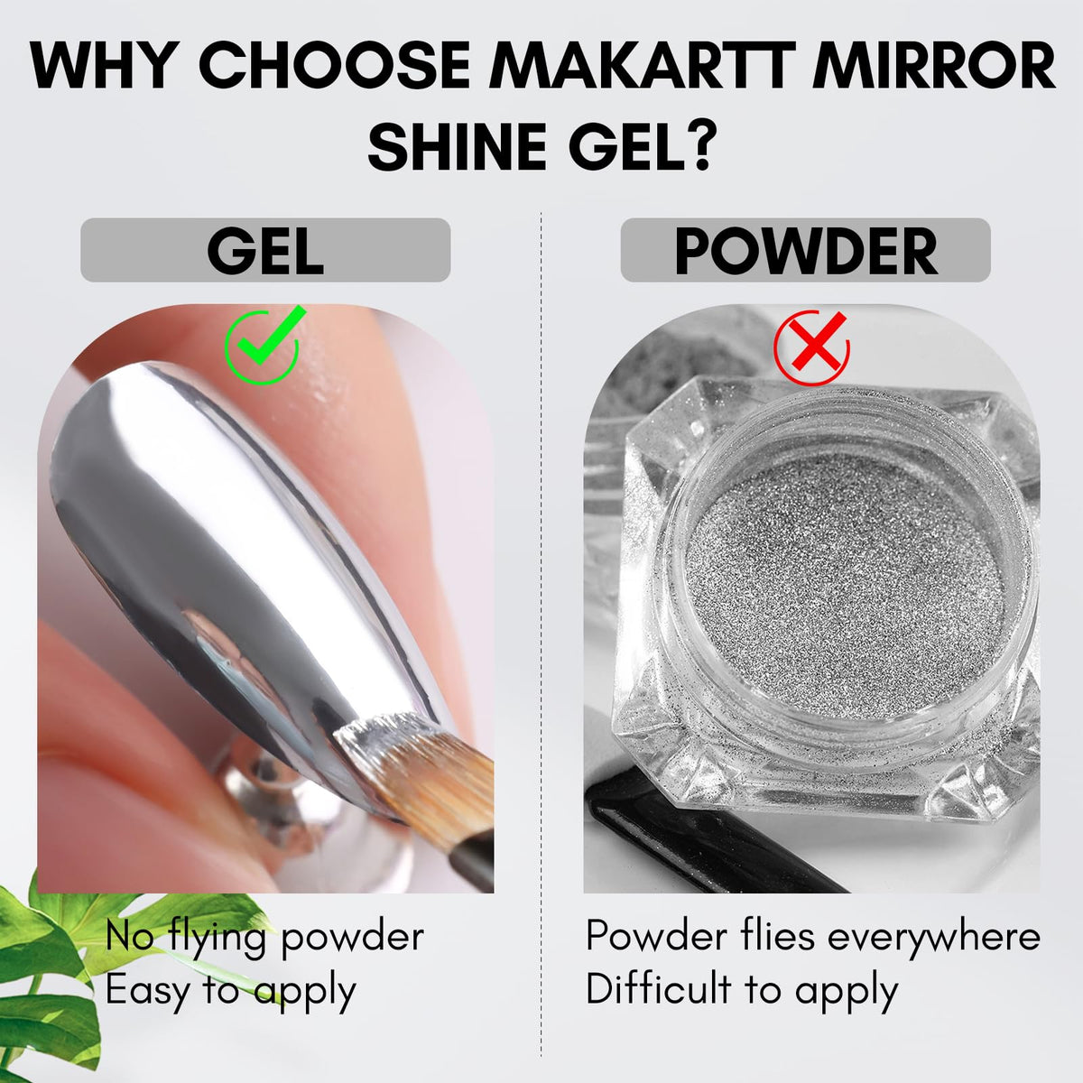 Curing process of Makartt Metallic Silver Chrome Gel under LED lamp