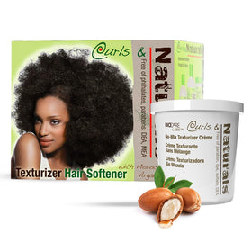 Curls & Naturals Texturizer Hair Softener kit front view with all components