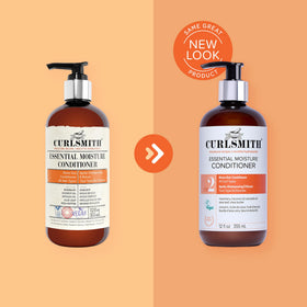 CURLSMITH Essential Moisture Conditioner with a towel and hairbrush