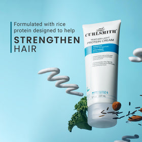 CURLSMITH Feather Light Protein Cream 240g lifestyle scene with model