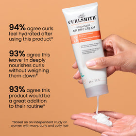 CURLSMITH Weightless Air Dry Cream with curly hair model