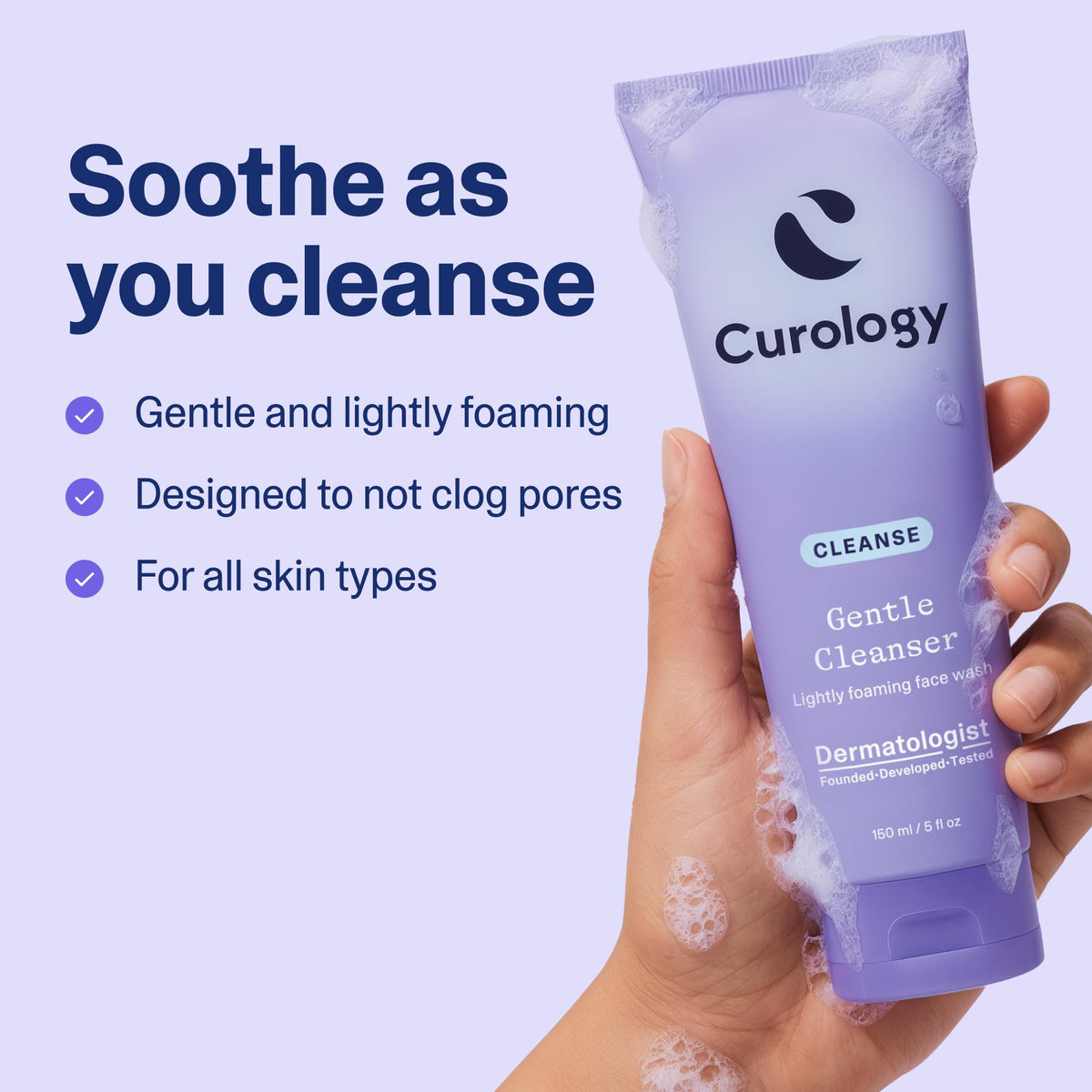 Curology Gentle Face Wash with foaming texture