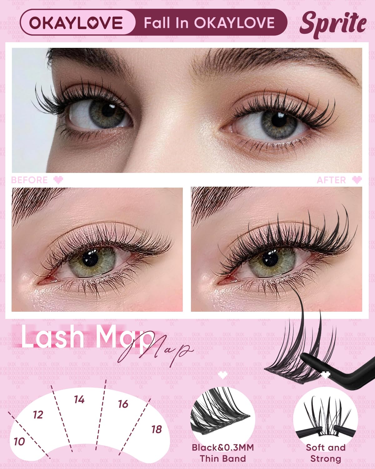 Curved tweezers included in OKAYLOVE lash clusters kit