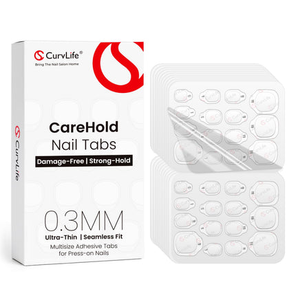 CurvLife CareHold Pro Nail Adhesive Tabs front view with packaging