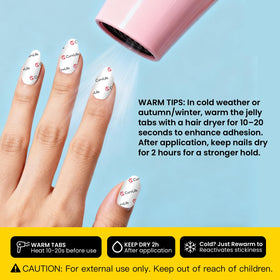 CurvLife CareHold Pro Nail Adhesive Tabs in use with press-on nails