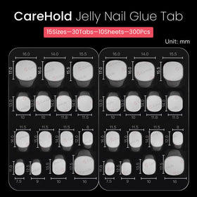CurvLife CareHold Pro Nail Adhesive Tabs showing easy lift-off removal