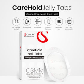 CurvLife CareHold Pro Nail Adhesive Tabs showing multiple sizes