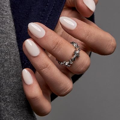 CurvLife Extra Short Almond Press On Nails in Cloud Poise Milky White front view