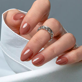CurvLife Extra Short Almond Press On Nails in Soft Blush Pink front view