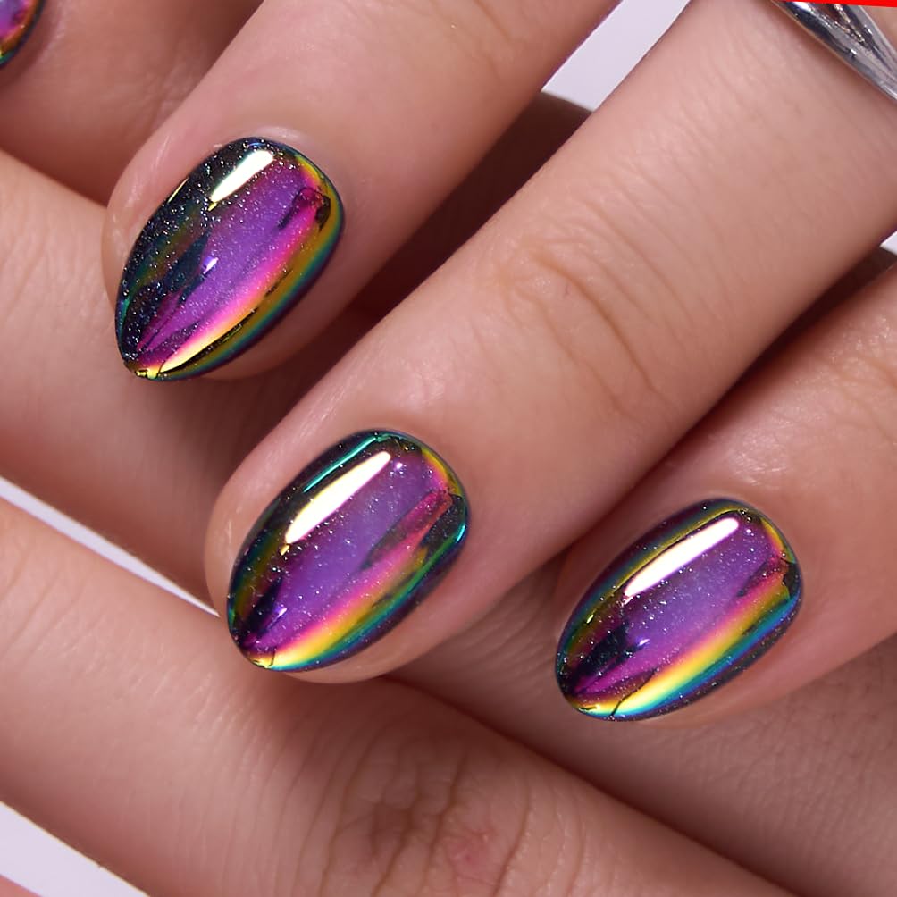 CurvLife Extra Short Almond Press On Nails Neon Eclipse Cat Eye packaging