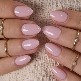 CurvLife Extra Short Almond Press On Nails various sizes displayed