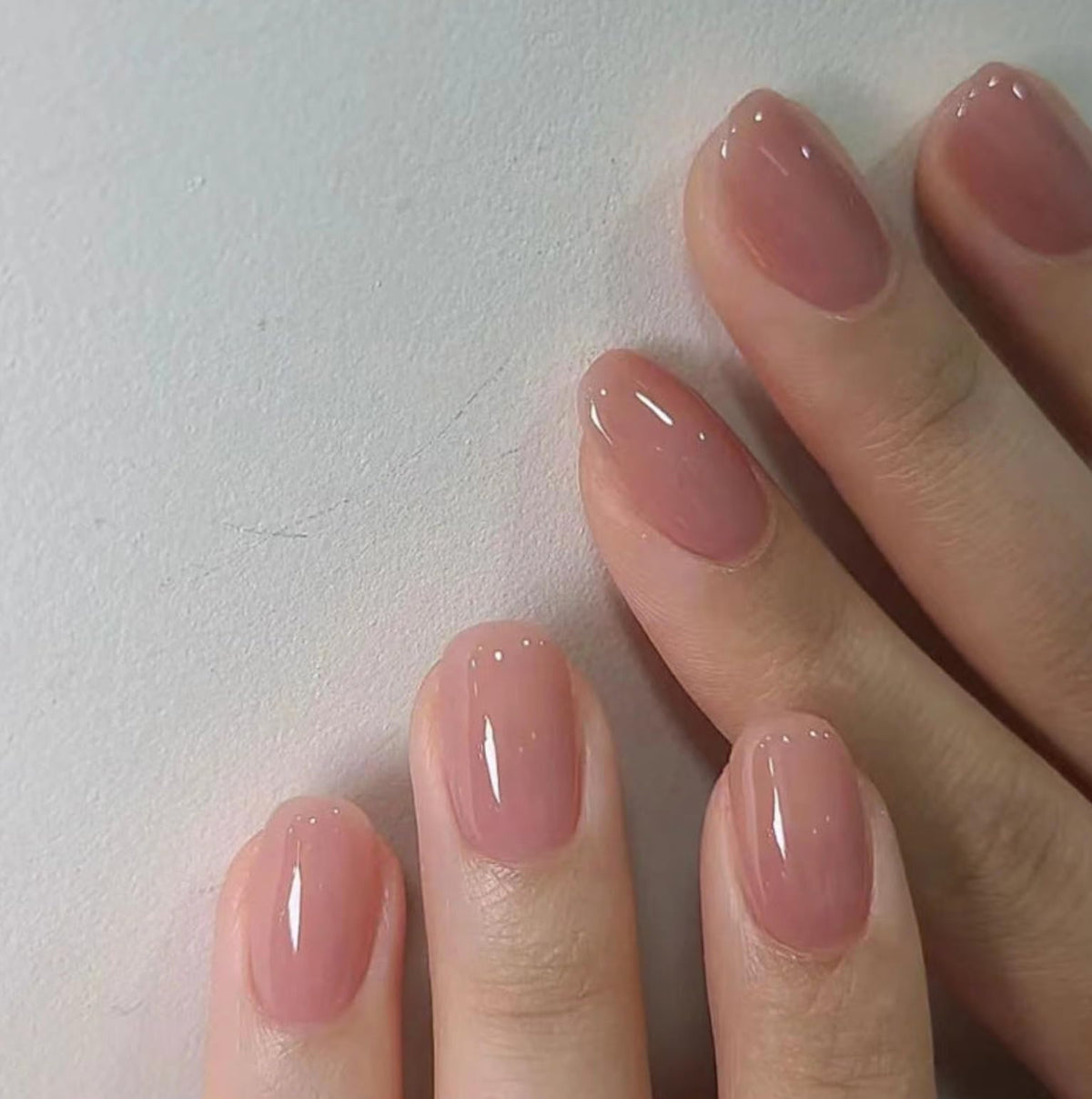 CurvLife Extra Short Oval Press On Nails close-up showing gel finish