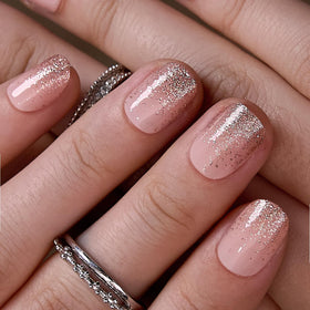 CurvLife Extra Short Oval Press On Nails Golden Mist Gold packaging