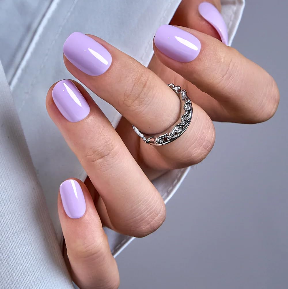 CurvLife Extra Short Oval Press On Nails in Lilac Mist front view