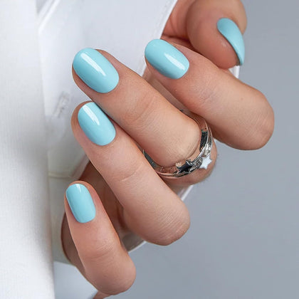 CurvLife Extra Short Oval Press On Nails Ocean Mist front view