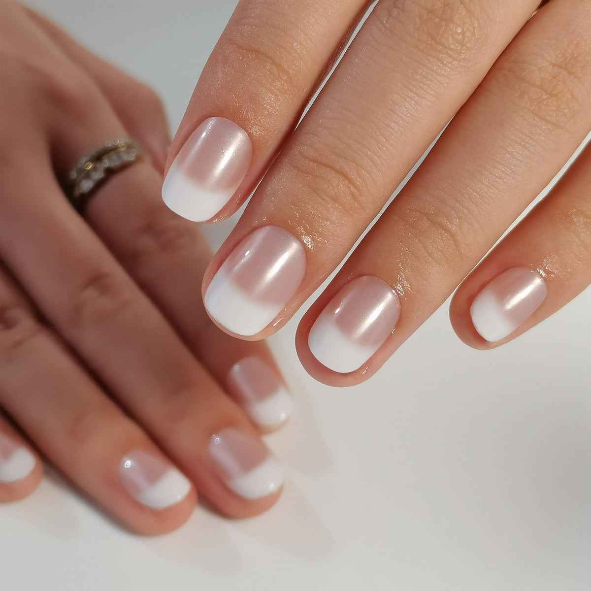 CurvLife Extra Short Square French Tip Press On Nails with nail file and glue