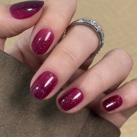 CurvLife Extra Short Square Press On Nails Burgundy front view