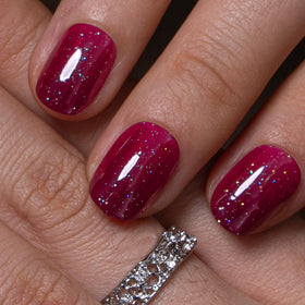 CurvLife Extra Short Square Press On Nails Burgundy side view
