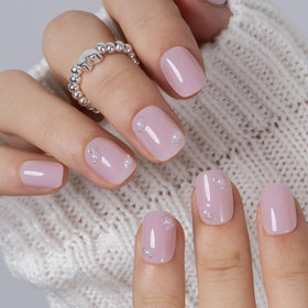 CurvLife Extra Short Square Press On Nails Pearl Whisper front view